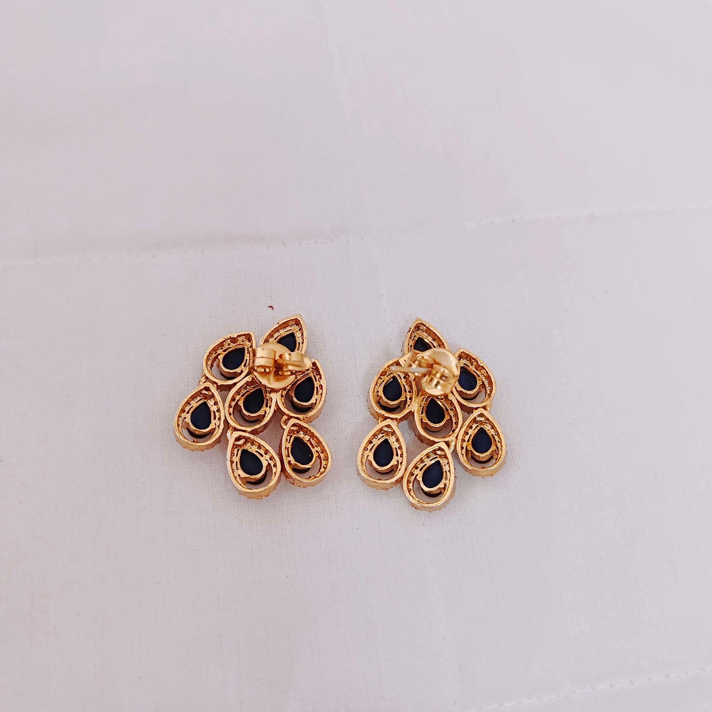 Silver CZ-gold polish earrings -RCP069