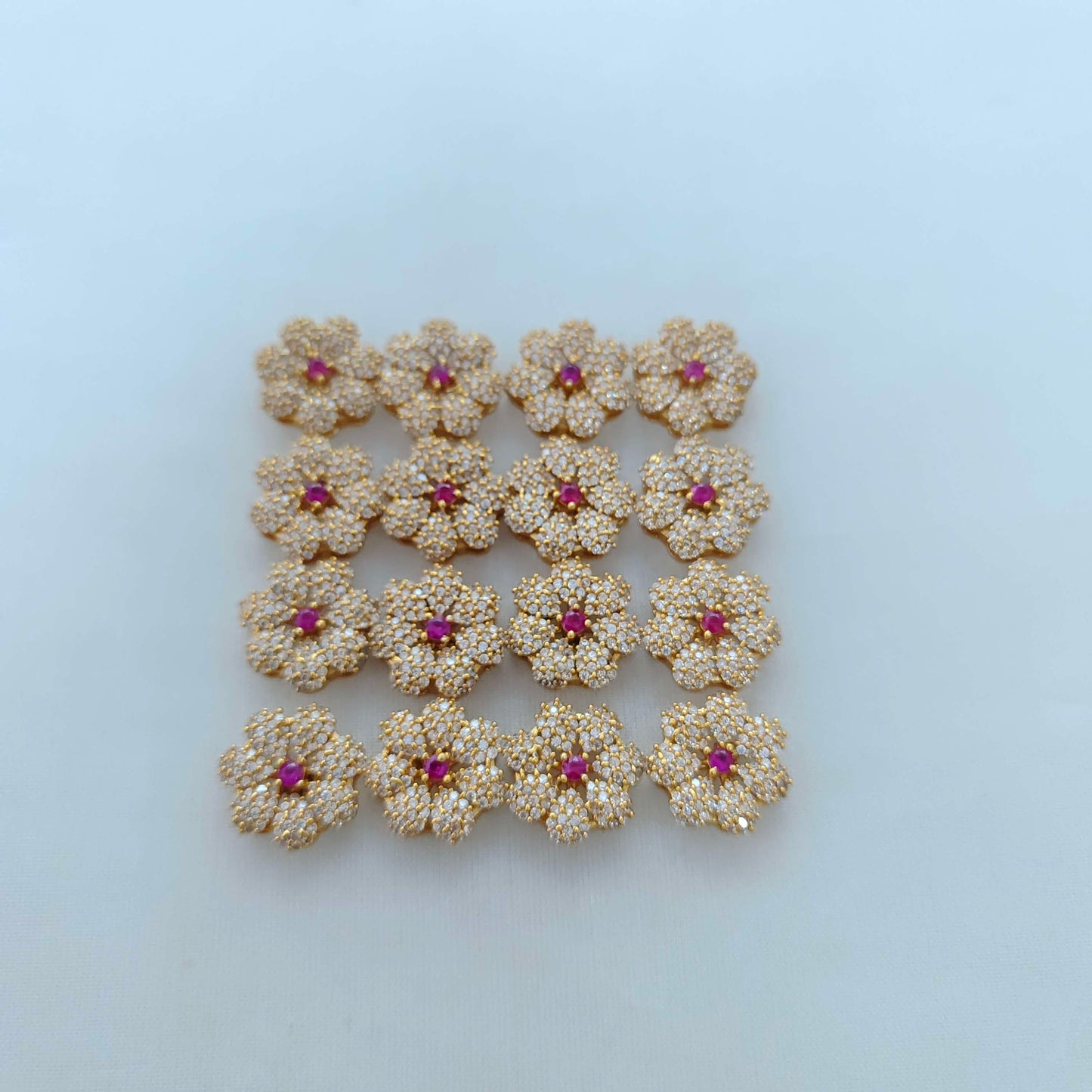 Silver CZ-flower side locket -RCD373