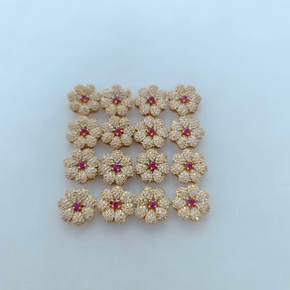 Silver CZ-flower side locket -RCD373