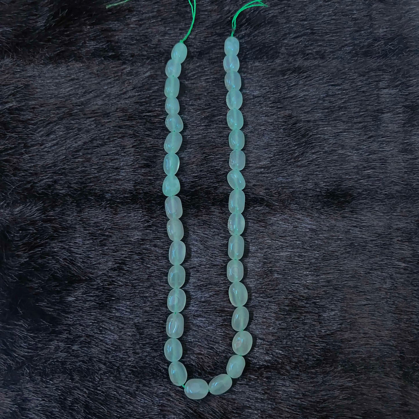 Green chalcedony oval gemstone plain hand polished tumble beads-RCMJ10