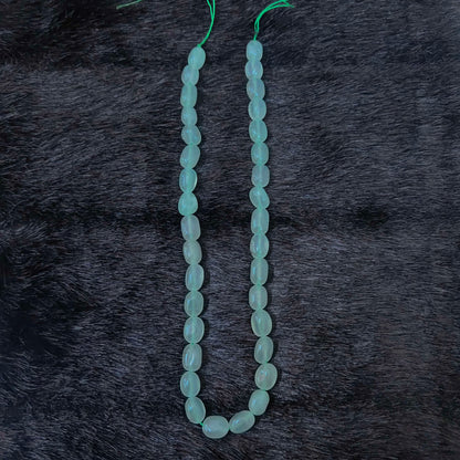 Green chalcedony oval gemstone plain hand polished tumble beads-RCMJ10