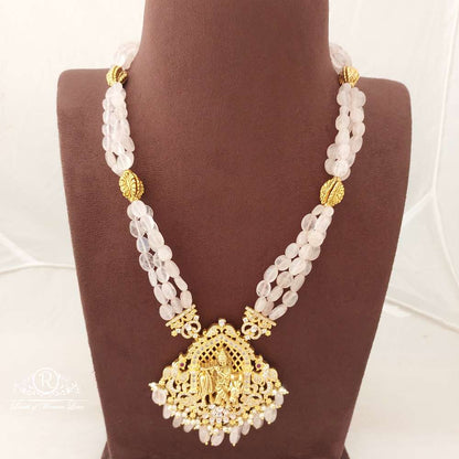 Silver Real Beads With Moissanite God Krishna Haram-S803