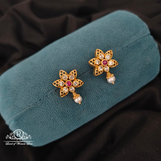 drop 92.5 silver simple and cute earrings with pearl drop - rccp454 pearl 92.5 silver ramala jewelry / ramala collections