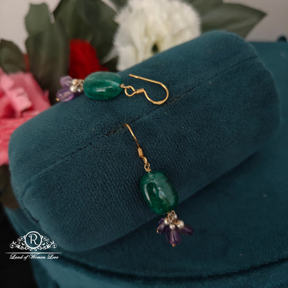 92.5 silver simple and Cute hangings with pearl and Green ,purple beads-RCHK0172