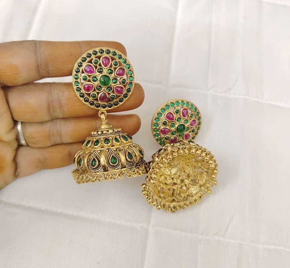 Silver Nakshi jhumka Earrings-RCV115