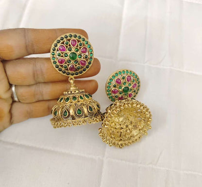 Silver Nakshi jhumka Earrings-RCV115