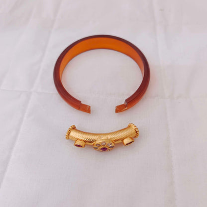 Silver CZ- gold polish bangles top design -RCJR317