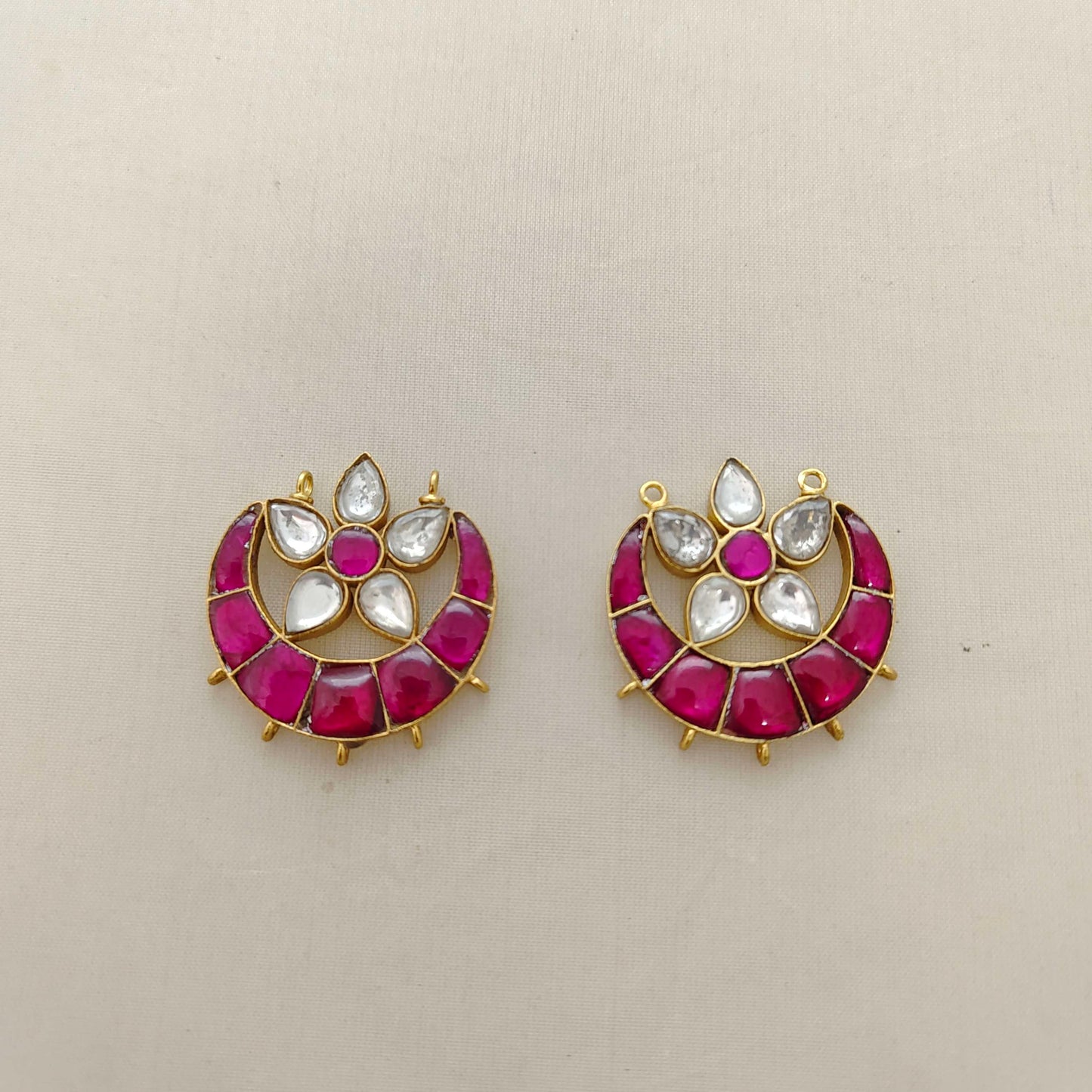 Silver kundan ruby flower mala Locket -RCD252