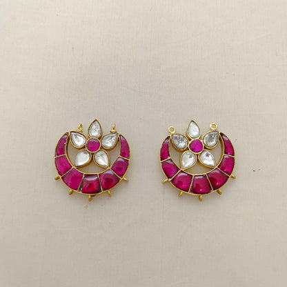 Silver kundan ruby flower mala Locket -RCD252