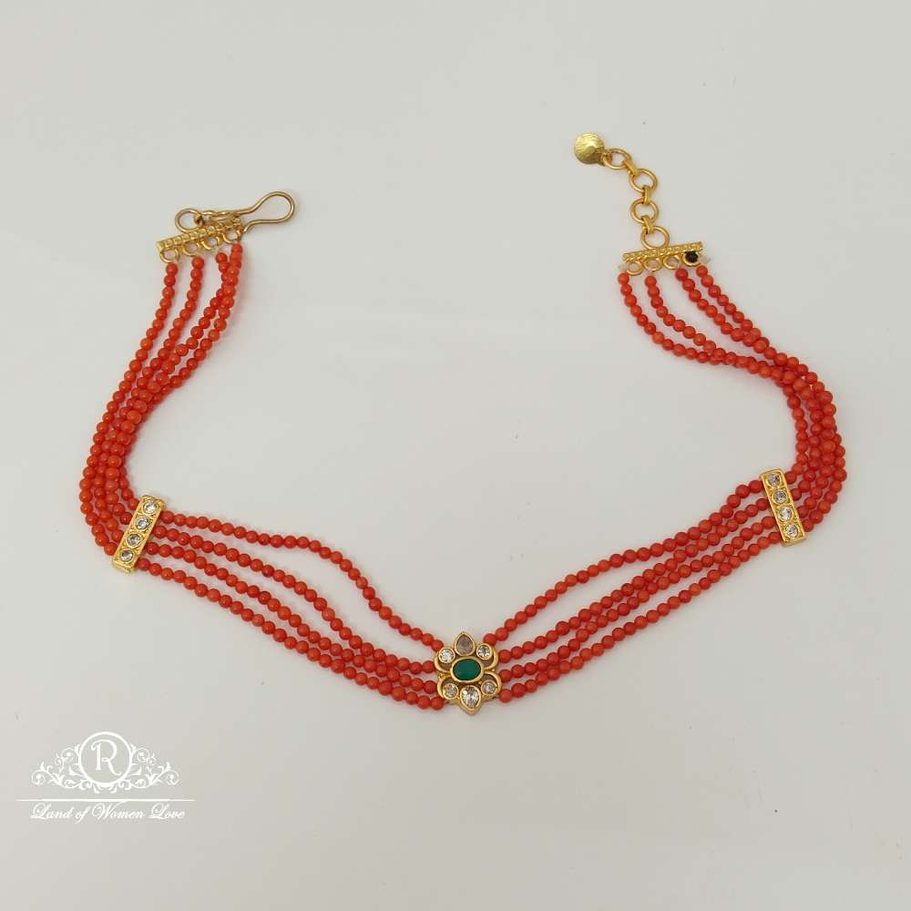 Silver Coral Beads Design Chocker-RCH571