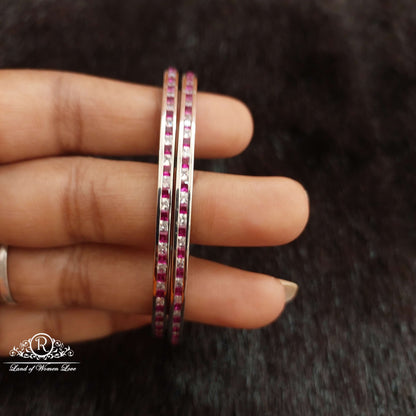 Silver Platinum Polish Bangles-SS03