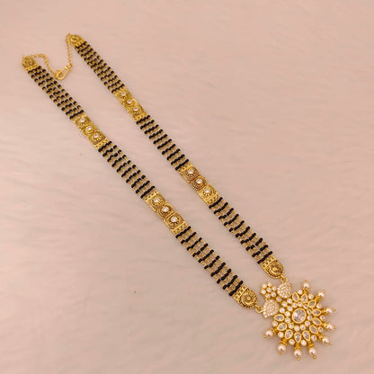 Silver black beads 3 lines chain-RCD436