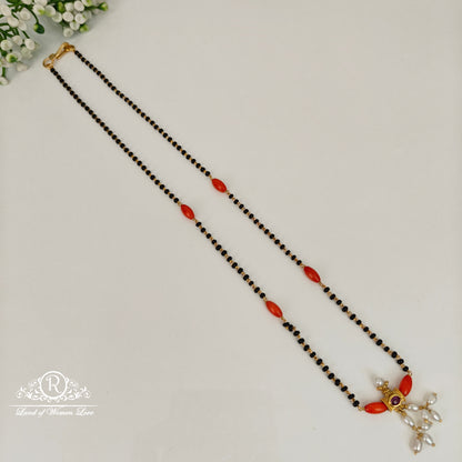 92.5 Silver Black Beads with corals-RCH870