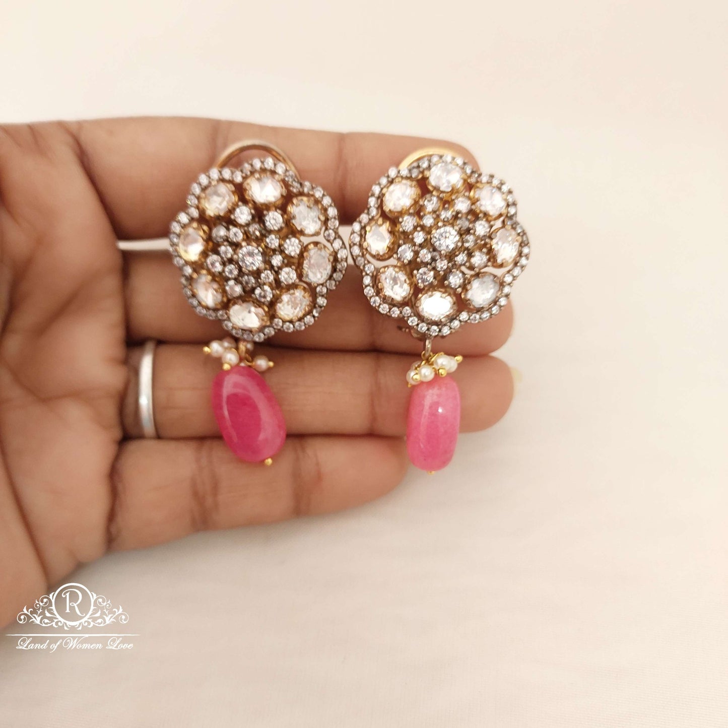 Silver Victoria Moissanite Stones Earrings-D033