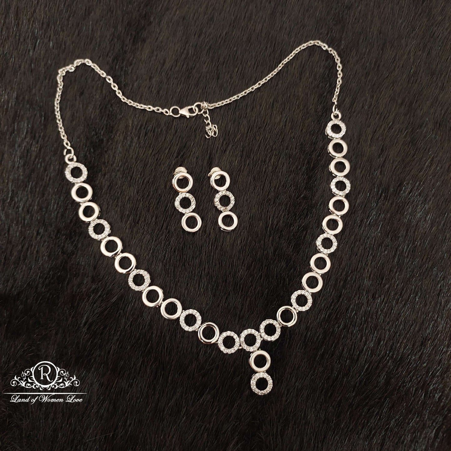 earrings silver platinum polish earrings with necklace-ss51 92.5 silver ramala jewelry / ramala collections