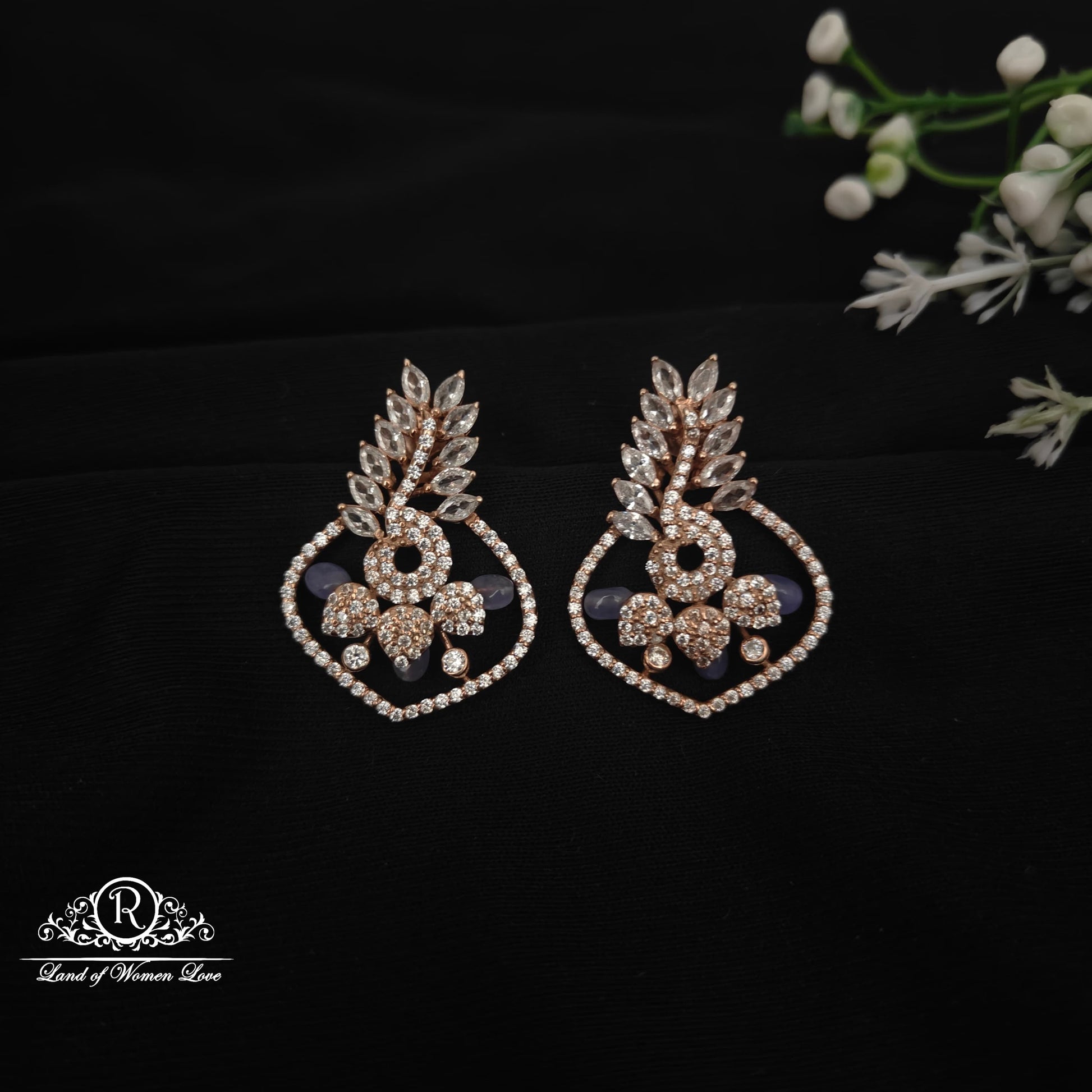 earrings 92.5 silver fusion rose gold polish beautiful design earrings-rcm1064 92.5 silver ramala jewelry / ramala collections