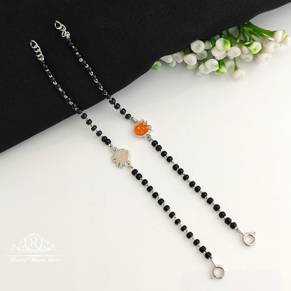 92.5 Silver Kids black beads bracelet-RCRA122-8