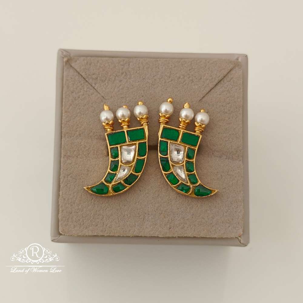 earrings silver kundan puligoru design earrings-rch578 kundan 92.5 silver ramala jewelry / ramala collections