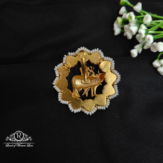 92.5 Silver Lord Krishna design Kundans pendant-RCPK09-1