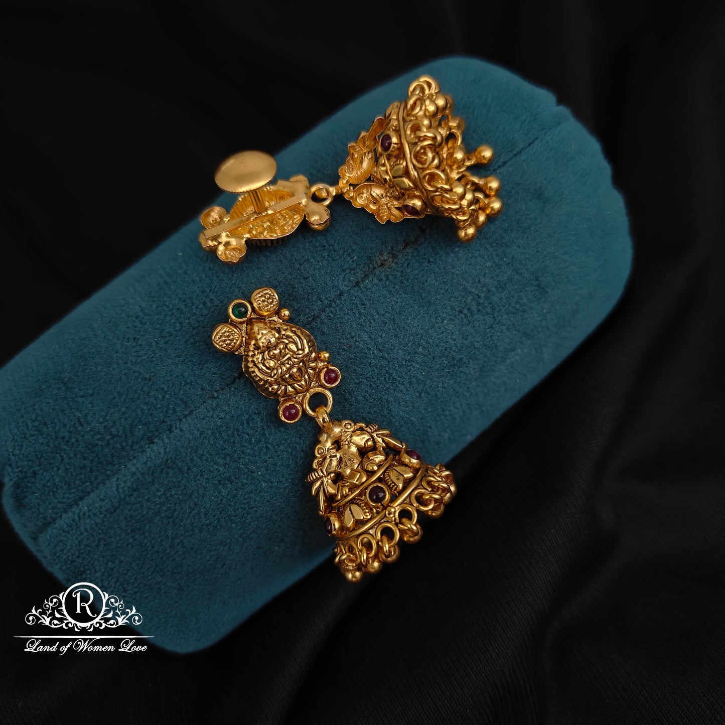 Silver Lakshmi Devi jhumkas-RCDS371