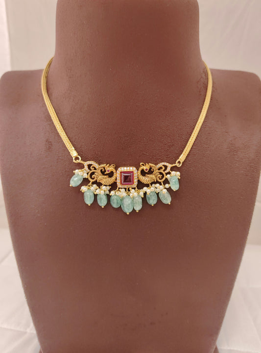 Silver Peacock Design Chocker-RCH168