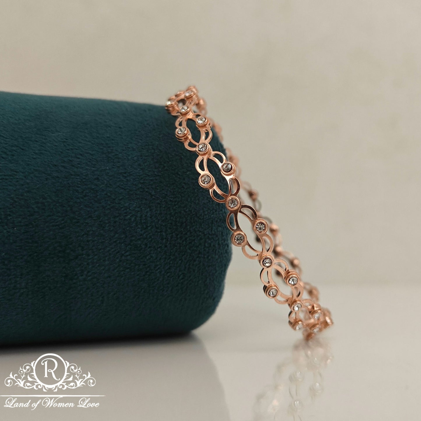 92.5 Silver Rose gold polish 2in1 Adjustable ring cum Bangle-RCRA10