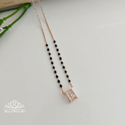 Silver rose gold polish black beads with earrings set-RCRB22