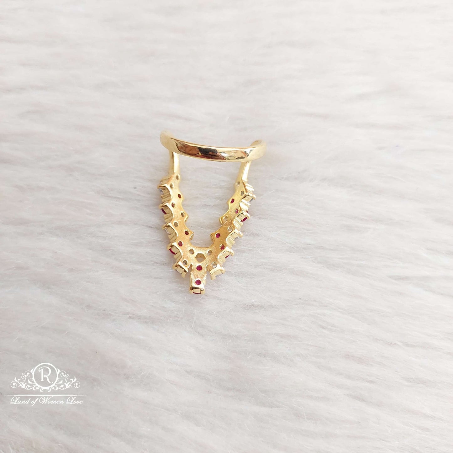 Silver Kempu Stones Finger Ring-SA123