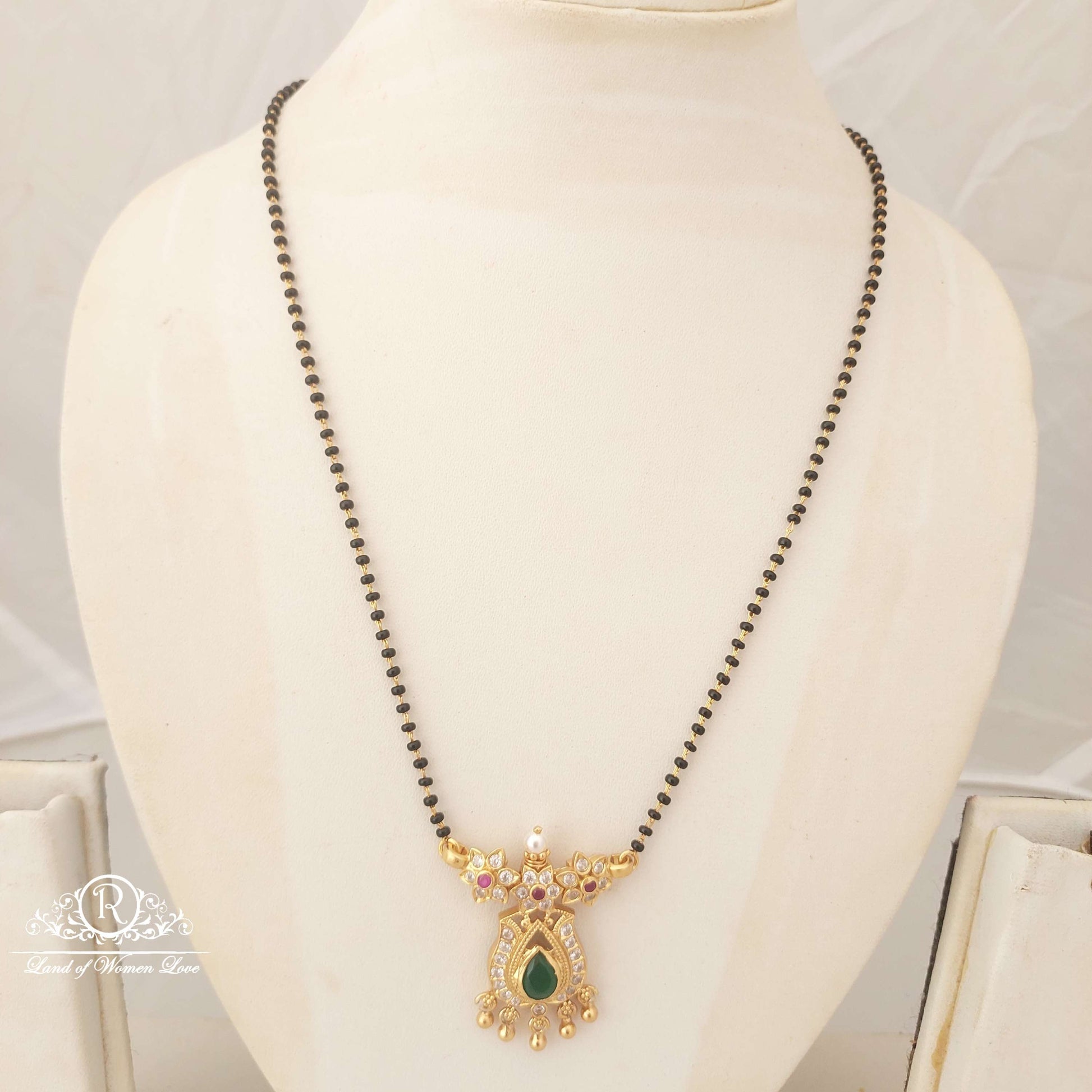 silver locket with black beads-sa445 92.5 silver ramala jewelry / ramala collections