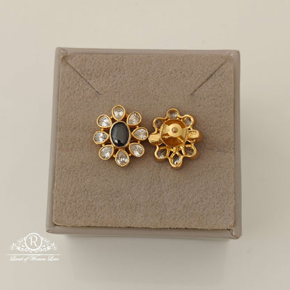 Silver White Stones Design Earrings-RCM886