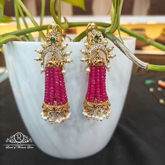 Silver beads hanging earrings-RCAA03