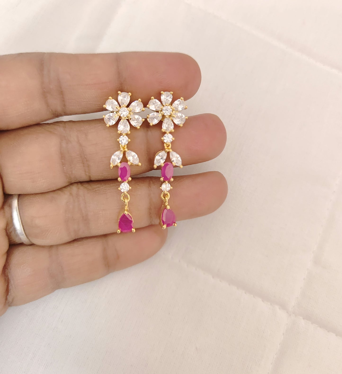 earrings silver cz- stones earrings-rces14 cz 92.5 silver ramala jewelry / ramala collections
