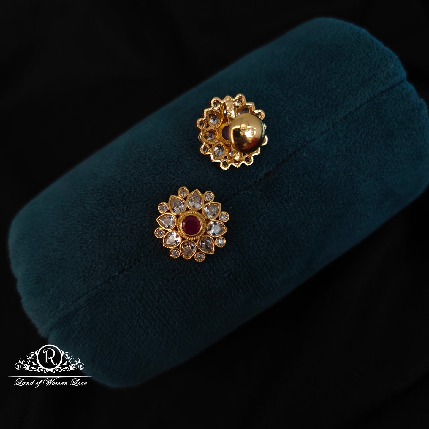 92.5 Silver flower design CZ's Studs-RCJR804