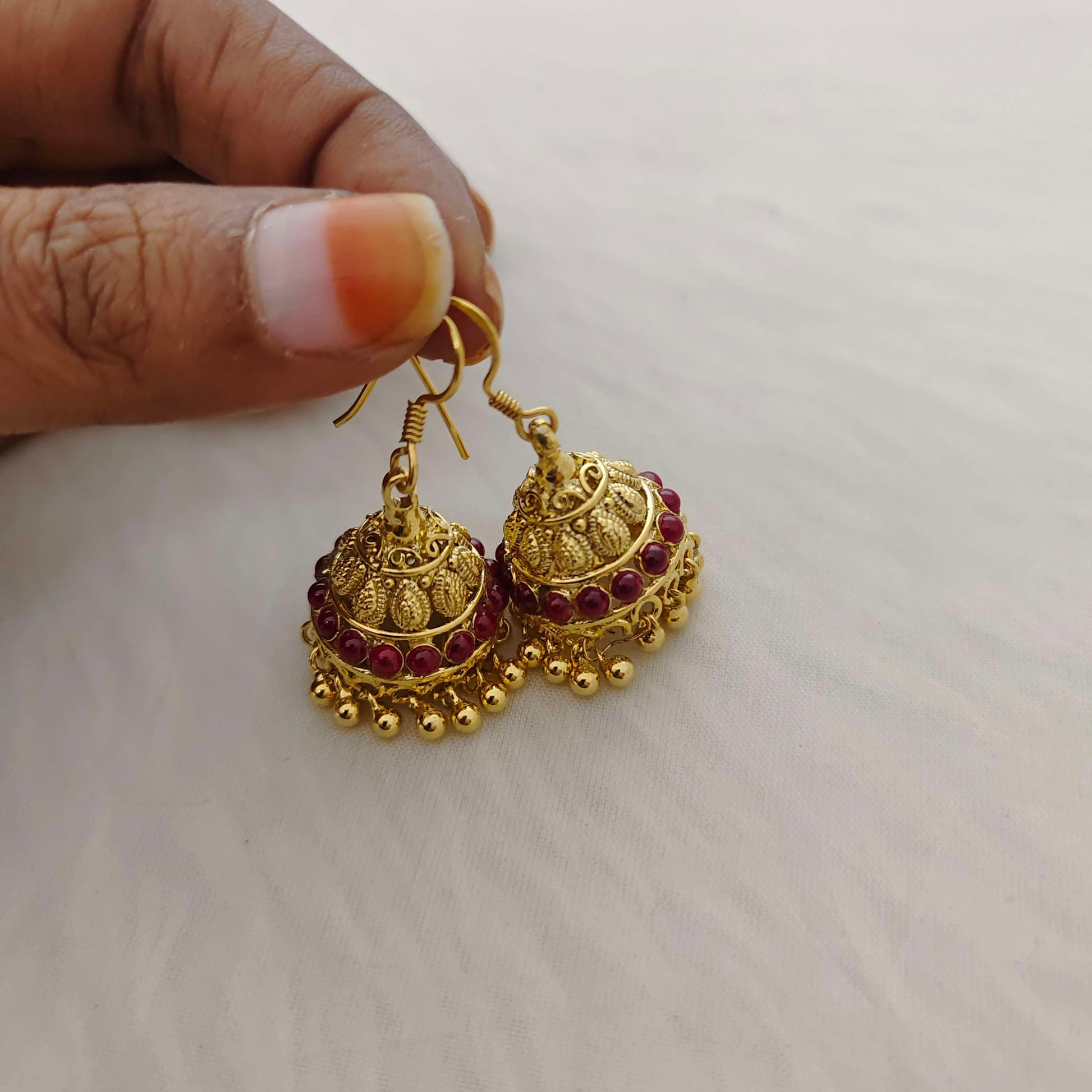 earrings silver hanging jhumkas -rch461 92.5 silver ramala jewelry / ramala collections