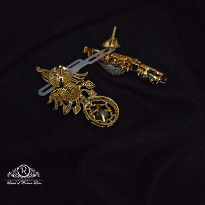 Silver peacock design CZ- stone earrings-RCDS431