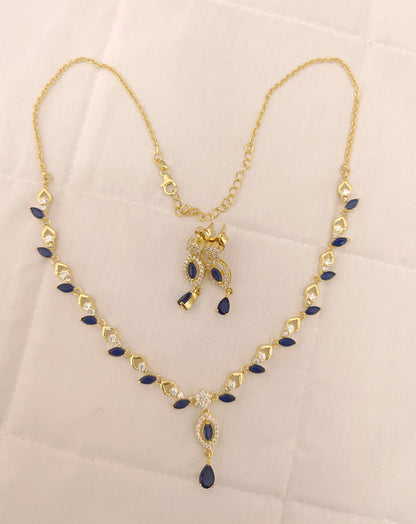 Silver CZ- Stones Necklace With Matching Earrings-RCES25RCES26