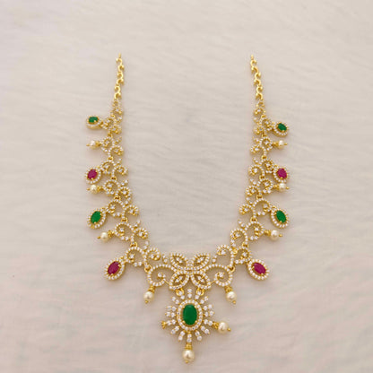 Silver CZ-stone diamond replica necklace -RCT48