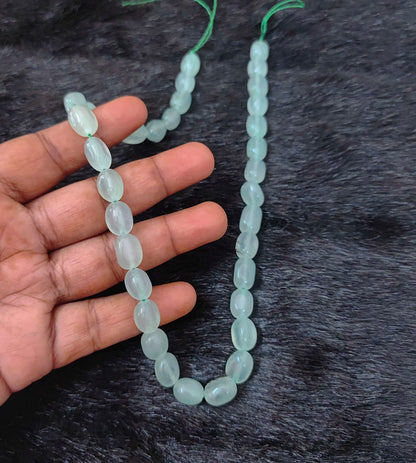 Green chalcedony oval gemstone plain hand polished tumble beads-RCMJ10