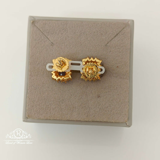 Silver CZ- Purple Stone Stud Design Earrings-RCV295