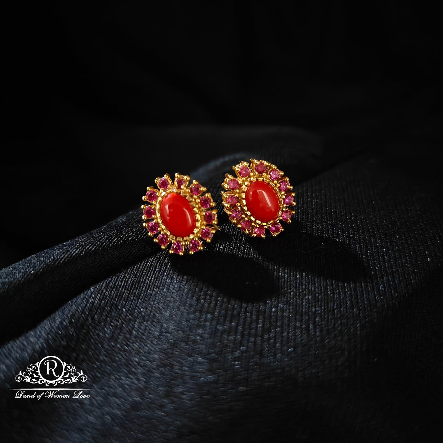 earrings silver earrings -rcm381 coral 92.5 silver ramala jewelry / ramala collections