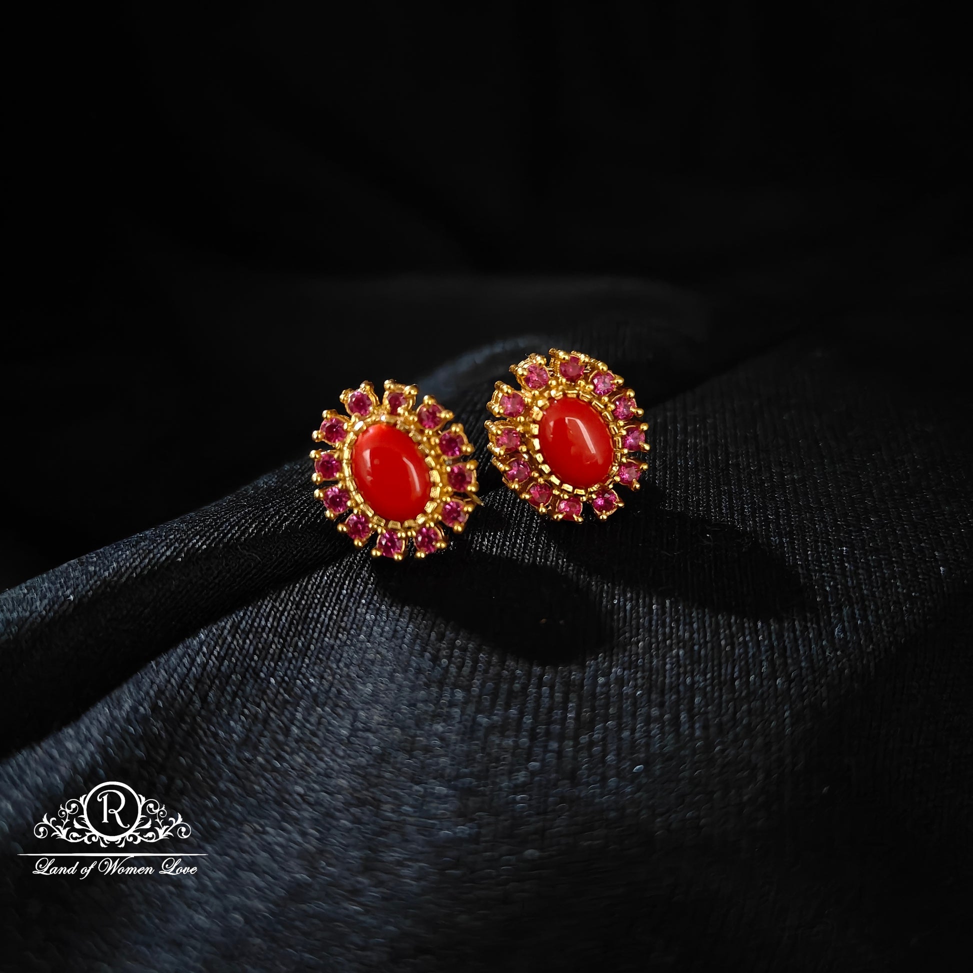 earrings silver earrings -rcm381 coral 92.5 silver ramala jewelry / ramala collections