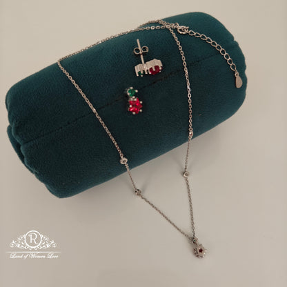 92.5 silver simple and Cute necklace with earrings set -RCVH07