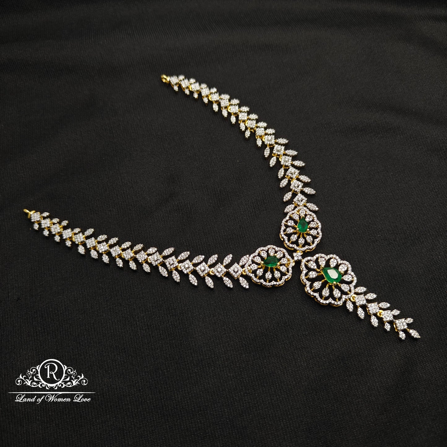 Diamond finishing Silver Necklace set-RCDS031