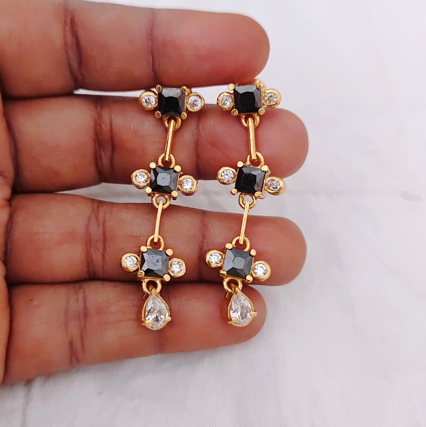 Silver gold polish earrings -RCA090