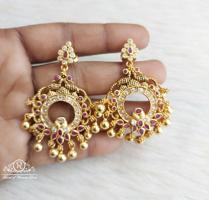 Silver Peacock Kempu stones Earrings-SA011