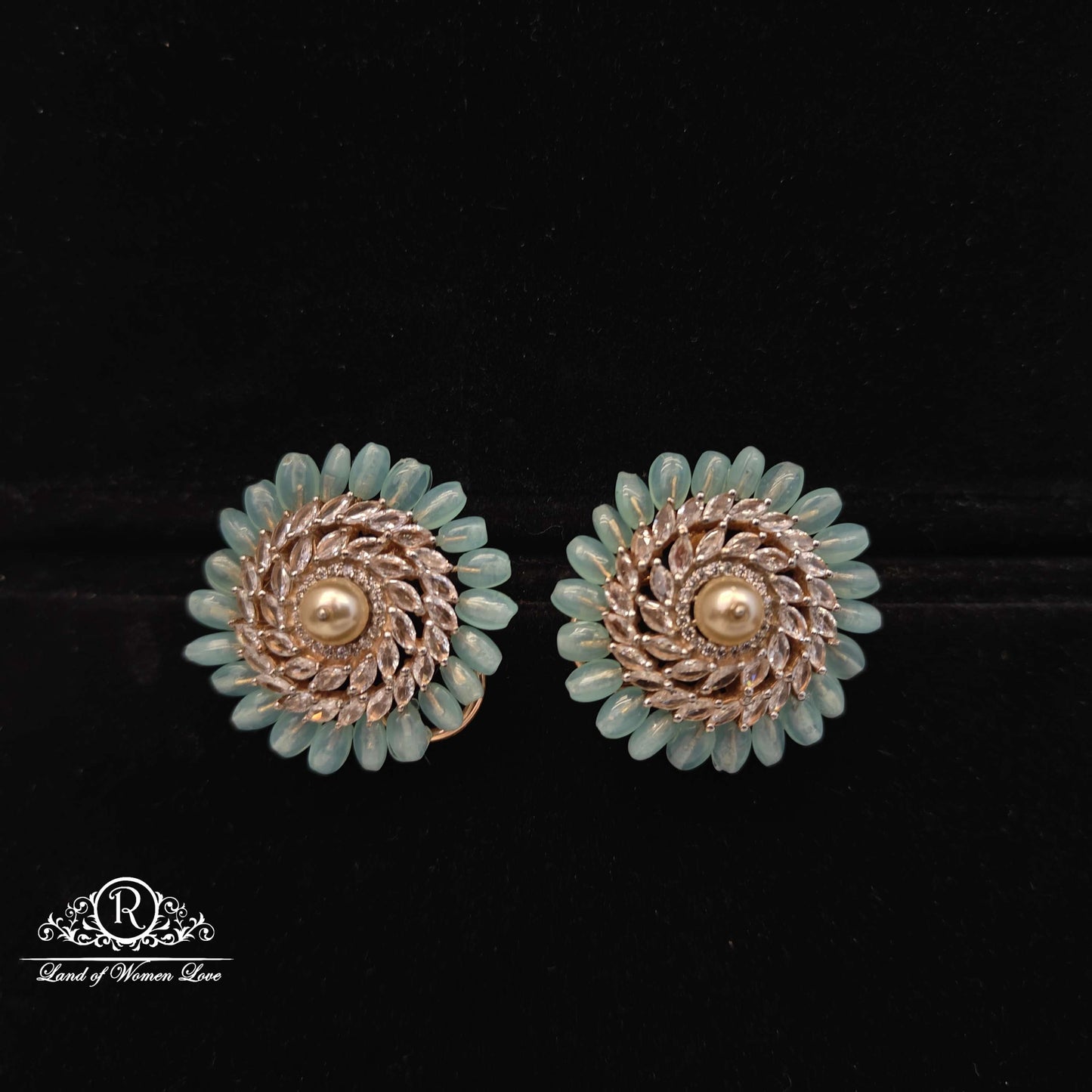 stud unique design mint colour silver studs-rc94-187m01 92.5 silver ramala jewelry / ramala collections