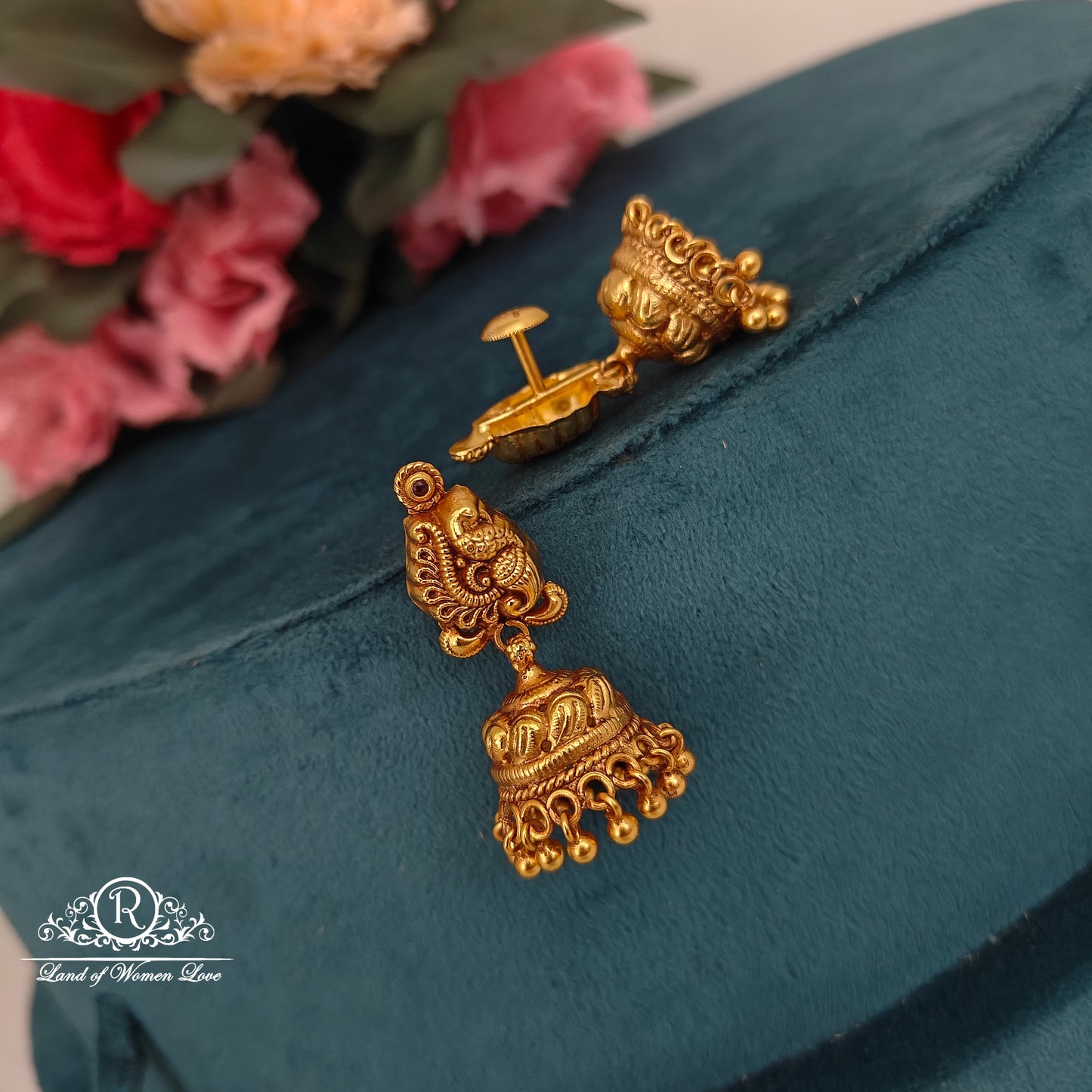 92.5 silver simple and Cute jhumkas with pacock design and hangings -RCP168