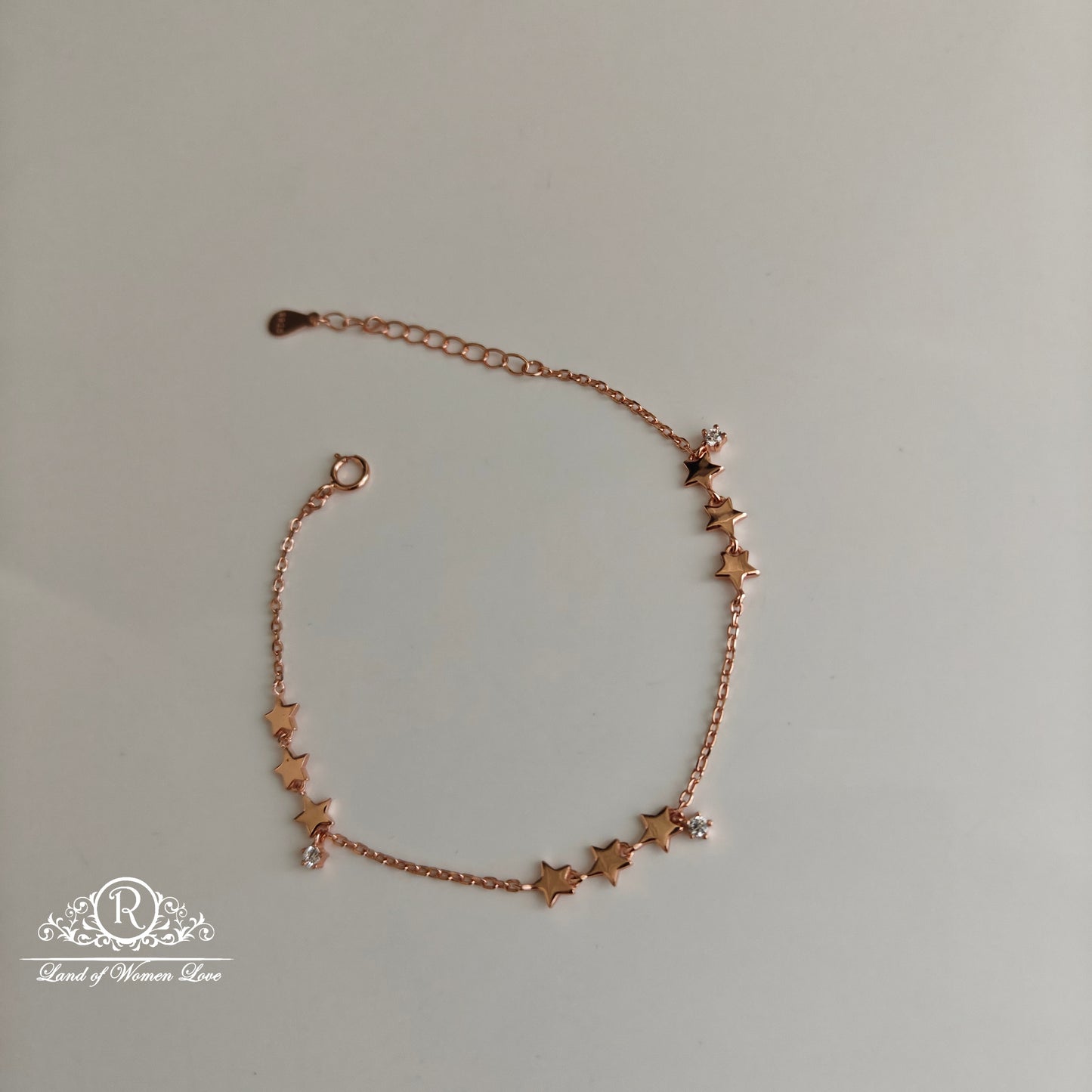 bracelet 92.5 silver rose gold polish stars bracelet-rcra22 92.5 silver ramala jewelry / ramala collections