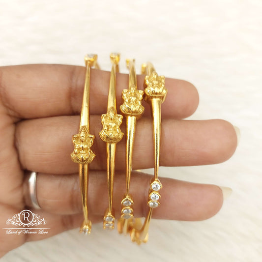 Silver White Stones Lakshmi Devi Bangles-C153