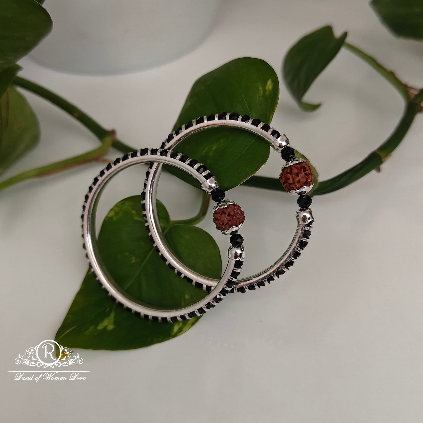 bangle silver black beads rudhraksha kids bangles-rc94-00rc2 92.5 silver ramala jewelry / ramala collections